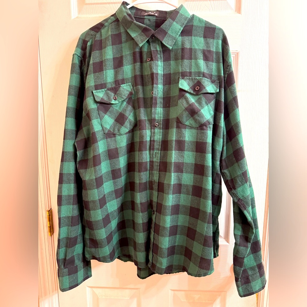 Men’s Green & Black Buffalo Check Button Down Shirt